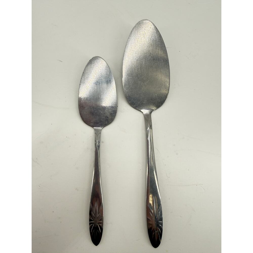 AHC Japan Stainless Steel Pie Cake Servers Set of 2 Starburst Sunburst Vintage
